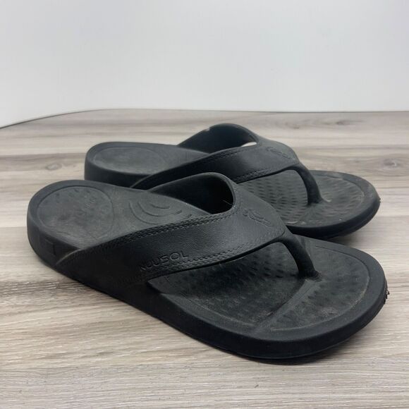 Nuusol Orthotic Sandals Slip On Slides Womens Size 10 Mens 9 Black Unisex Thong - Picture 1 of 11